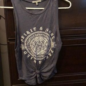 Grey printed cropped tank